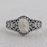 Natural Rainbow Moonstone Silver Ring