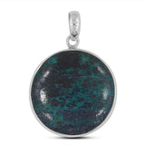 Handmade Chrysocolla Gemstone Silver Pendant