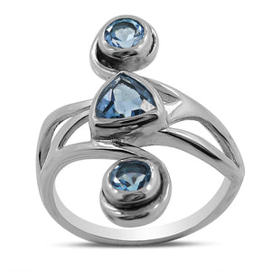 925 Silver Blue Topaz Rings