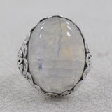 Natural Rainbow Moonstone Ring 925 Sterling Ring