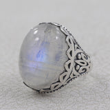 Natural Rainbow Moonstone Ring 925 Sterling Ring