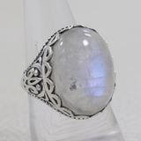 Natural Rainbow Moonstone Ring 925 Sterling Ring