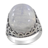 Natural Rainbow Moonstone Ring 925 Sterling Ring