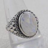 Natural Rainbow Moonstone Silver Ring