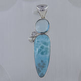 Larimar Gemstone Pendant 925 Sterling Silver