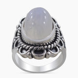 Natural Rainbow Moonstone Silver Rings