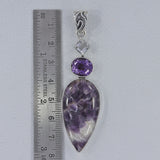 Natural Amethyst Lace Silver Pendant