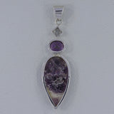 Natural Amethyst Lace Silver Pendant