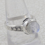 Natural Rainbow Moonstone Silver Ring