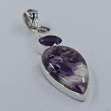 Natural Amethyst Lace Silver Pendant