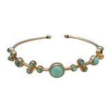 925 Sterling Silver Gold Plated Green Opal Adjustable Bangle