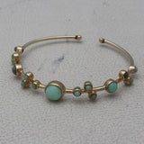 925 Sterling Silver Gold Plated Green Opal Adjustable Bangle