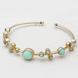 Gold Vermeil Green Opal Adjustable Bangles