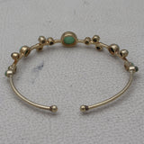 925 Sterling Silver Gold Plated Green Opal Adjustable Bangle