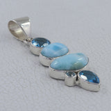 925 Sterling Silver Larimar Designer Pendant