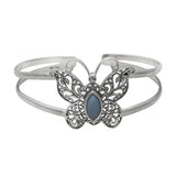 Natural Blue Opal Silver Butterfly Bangle