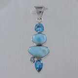 925 Sterling Silver Larimar Designer Pendant