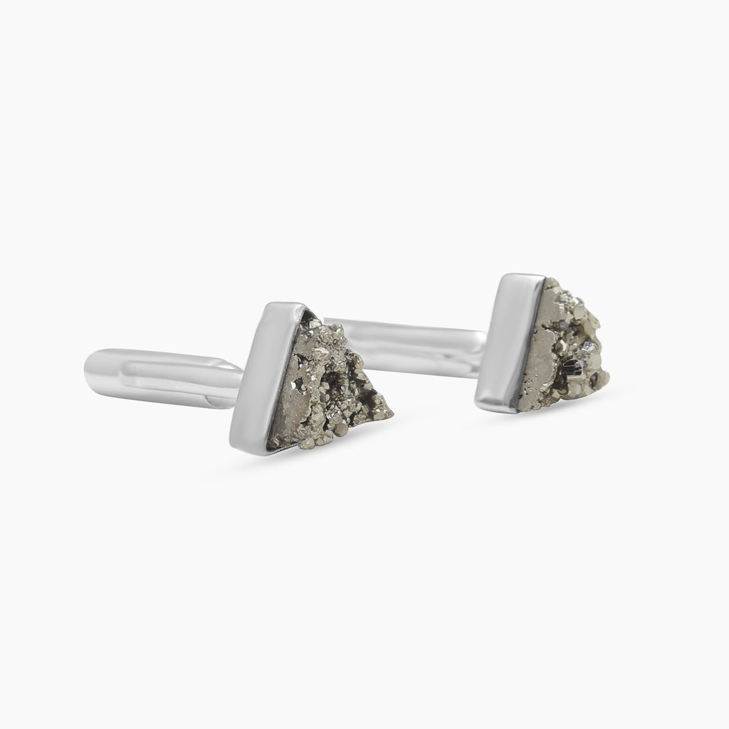 Natural Pyrite Silver Cufflinks