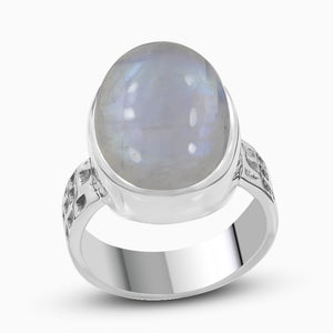 Rainbow Moonstone Silver Rings