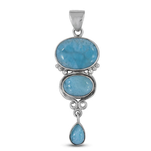 Larimar and Blue Topaz Silver Pendant
