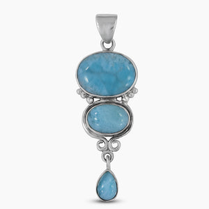 Larimar and Blue Topaz Silver Pendants