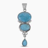 Larimar and Blue Topaz Silver Pendants