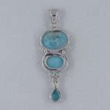 Larimar and Blue Topaz Silver Pendant