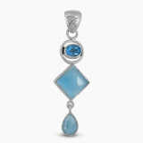 Larimar & Blue Topaz Silver Pendants