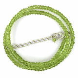 Natural Peridot Faceted Beads Silver Necklace