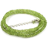 Natural Peridot Faceted Beads Silver Necklace