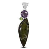 Natural K2 Jasper With Multi Gemstone Silver Pendant