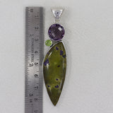 Natural K2 Jasper With Multi Gemstone Silver Pendant