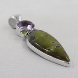 Natural K2 Jasper With Multi Gemstone Silver Pendant