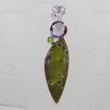 Natural K2 Jasper With Multi Gemstone Silver Pendant