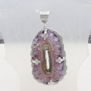 925 Silver Amethyst Slice Pendants