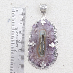 925 Silver Amethyst Slice Pendants