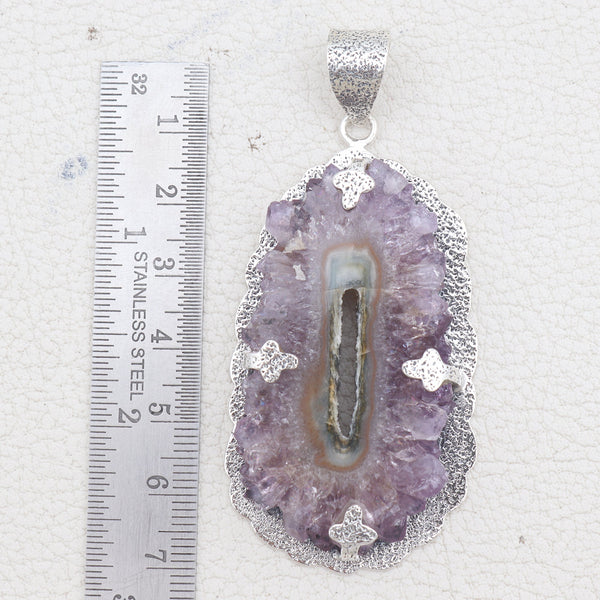 925 Silver Amethyst Slice Pendants