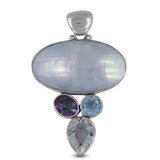 Mabe Pearl, Mystic Quartz Silver Pendant