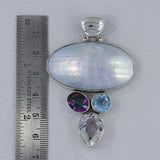 Mabe Pearl, Mystic Quartz Silver Pendant