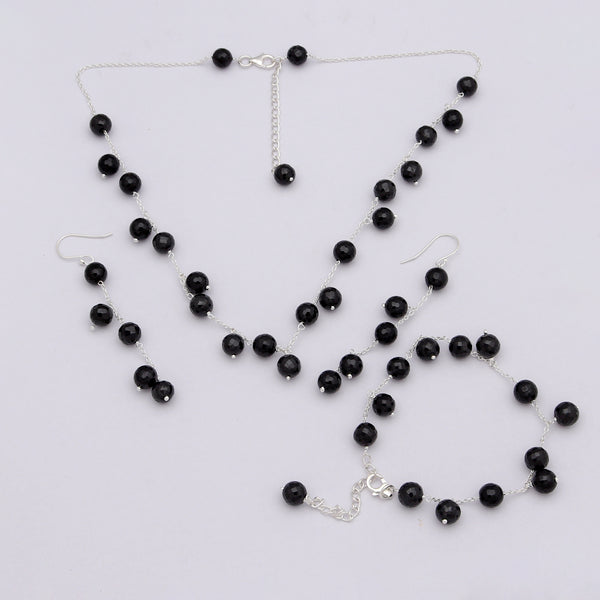 Natural Black Spinal Beads Jewelry Set