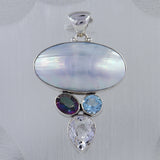 Mabe Pearl, Mystic Quartz Silver Pendant