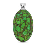 Green Copper Turquoise Silver Pendant