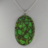 Green Copper Turquoise Silver Pendant