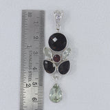 Smoky Quartz, Green Amethyst Silver Pendant