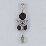 Smoky Quartz, Green Amethyst Silver Pendant