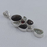 Smoky Quartz, Green Amethyst Silver Pendant