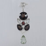 Smoky Quartz, Green Amethyst Silver Pendant