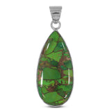 Green Copper Turquoise 925 Sterling Silver Pendant