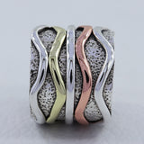 925 Sterling Silver Spinner Two Tone Ring