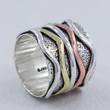 925 Sterling Silver Spinner Two Tone Ring